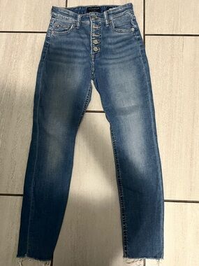 Lucky Brand Womens Skinny Button-Fly Medium Blue Jeans